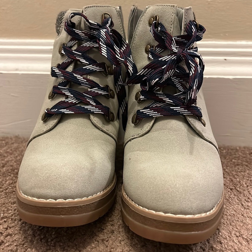 Gray heeled booties size 10